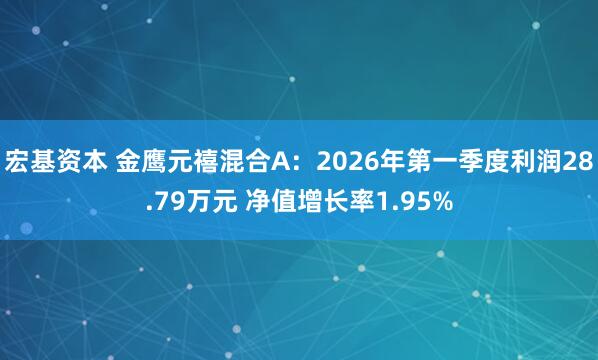 宏基资本 金鹰元禧混合A：2026年第一季度利润28.79万元 净值增长率1.95%