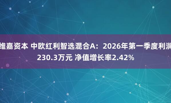 维嘉资本 中欧红利智选混合A：2026年第一季度利润230.3万元 净值增长率2.42%